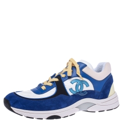 Chanel Multicolor Fabric, Suede and Leather CC Low Top Sneakers Size 42