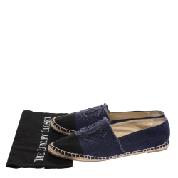 Chanel Blue/Black Denim CC Espadrille Flats Size 44