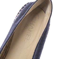 Chanel Blue/Black Denim CC Espadrille Flats Size 44
