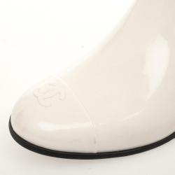 Chanel White Rubber Camelia Rain Boots Size 36