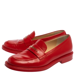 Chanel Pharrell Red Leather Slip On Loafers Size 43