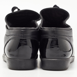 Pre Owned Chanel Black Leather Cap Toe High Top Sneakers Size 41.5