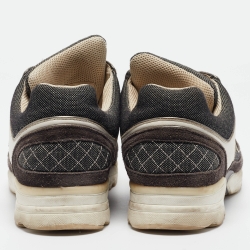 Chanel White/Grey Leather and Suede CC Interlocking Logo Low Top Sneakers Size 41