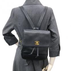 مملوكة مسبقًا Chanel Black CC Caviar Backpack