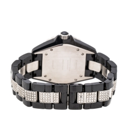 Pre Owned Chanel Black Ceramic Stainless Steel Diamonds J12 Women's Wristwatch 39 mm