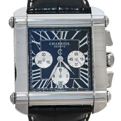 Charriol Black Stainless Steel Leather Actor XL Automatic Men's Wristwatch 42 MM