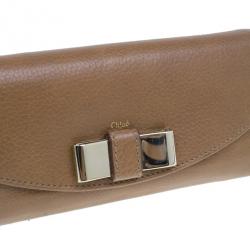 مملوكة مسبقًا Chloe Nut Leather Lily Continental Wallet