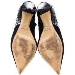 Pre Owned Chloe Black Patent Pointed Toe Ankle Boots Size 38.5 