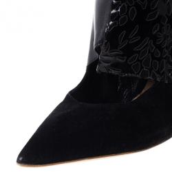 Pre Owned Chloe Black Patent Pointed Toe Ankle Boots Size 38.5 