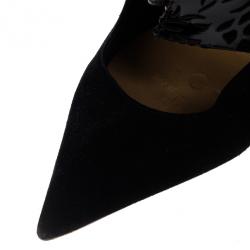 Pre Owned Chloe Black Patent Pointed Toe Ankle Boots Size 38.5 