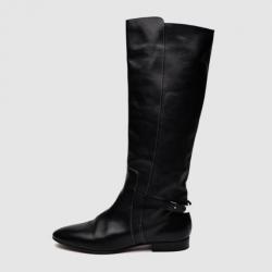 Pre Owned Chloe Black Leather Knee Length Flat Boots Size 41