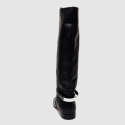 Pre Owned Chloe Black Leather Knee Length Flat Boots Size 41