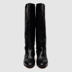 Pre Owned Chloe Black Leather Knee Length Flat Boots Size 41