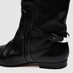 Pre Owned Chloe Black Leather Knee Length Flat Boots Size 41