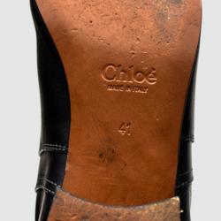 Pre Owned Chloe Black Leather Knee Length Flat Boots Size 41