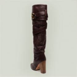 مملوكة مسبقًا Chloe Brown Leather Knee Length Boots Size 38.5