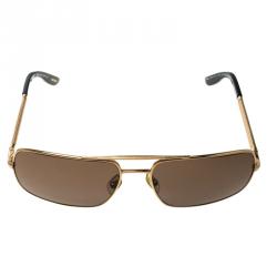 Chopard Brown/Gold SCH745 Rectangular Polarized Sunglasses