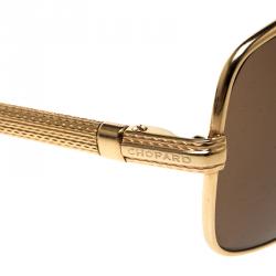 Chopard Brown/Gold SCH745 Rectangular Polarized Sunglasses