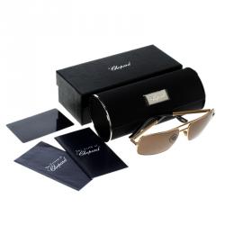 Chopard Brown/Gold SCH745 Rectangular Polarized Sunglasses