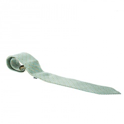 Chopard Beige and Blue Fruit Print Silk Tie