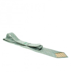 Chopard Beige and Blue Fruit Print Silk Tie