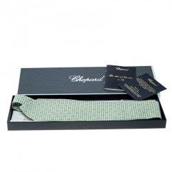 Chopard Beige and Blue Fruit Print Silk Tie