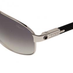 Chopard Silver and Black SCH907 Polarized Aviators