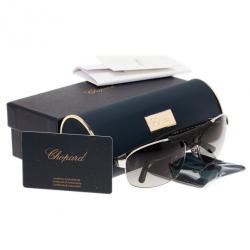 Chopard Silver and Black SCH907 Polarized Aviators