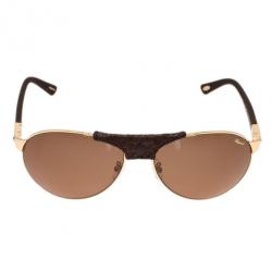 Chopard Gold and Brown SCH931 Polarized Aviators