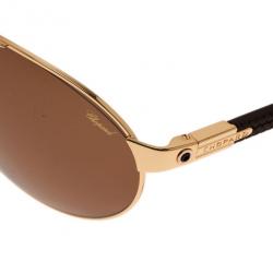 Chopard Gold and Brown SCH931 Polarized Aviators