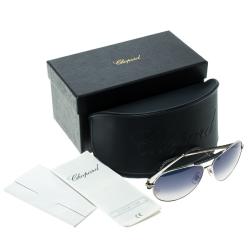 Chopard Blue/Silver SCH870S Aviator Sunglasses