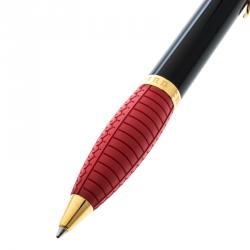 Pre Owned Chopard Black Resin Gold Plated Metal Red Rubber Rollerball Pen