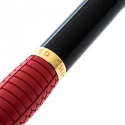 Pre Owned Chopard Black Resin Gold Plated Metal Red Rubber Rollerball Pen