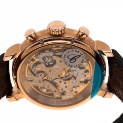 L.U. Chopard Silver White 18K Rose Gold 1963 Chronograph 16164-5001 Limited Edition 06/50 Men's Wristwatch 42 mm
