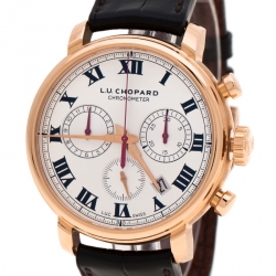L.U. Chopard Silver White 18K Rose Gold 1963 Chronograph 16164-5001 Limited Edition 06/50 Men's Wristwatch 42 mm