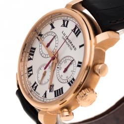 L.U. Chopard Silver White 18K Rose Gold 1963 Chronograph 16164-5001 Limited Edition 06/50 Men's Wristwatch 42 mm