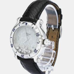 Chopard White Stainless Steel Happy Sport 28/8948 Quartz Wristwatch 38 mm