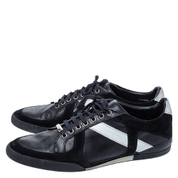Pre Owned Dior Homme Black/White Leather and Suede Lace Low Top Sneakers Size 43.5