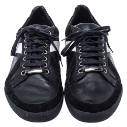 Pre Owned Dior Homme Black/White Leather and Suede Lace Low Top Sneakers Size 43.5
