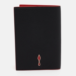 Pre Owned Christian Louboutin Black Leather Logo Passport Holder