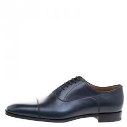 Pre Owned حذاء أوكسفورد كريستيان لوبوتان غريغو جلد أزرق رباط أمامي مقاس 43