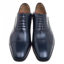 Pre Owned حذاء أوكسفورد كريستيان لوبوتان غريغو جلد أزرق رباط أمامي مقاس 43