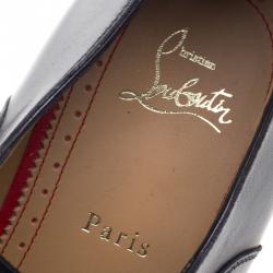 Pre Owned حذاء أوكسفورد كريستيان لوبوتان غريغو جلد أزرق رباط أمامي مقاس 43