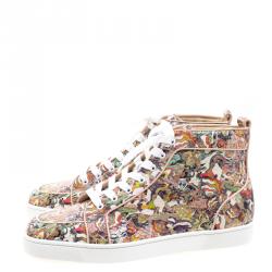 Pre Owned Christian Louboutin Multicolor Python Faience Rantus High Top Sneakers Size 44