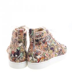Pre Owned Christian Louboutin Multicolor Python Faience Rantus High Top Sneakers Size 44