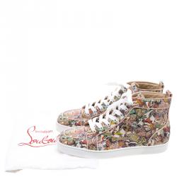 Pre Owned Christian Louboutin Multicolor Python Faience Rantus High Top Sneakers Size 44