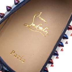 Christian Louboutin Ombrè Glitter Patent Leather Spike Pik Boat Slip On Sneakers Size 43.5