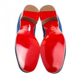 Pre Owned Christian Louboutin Blue Suede Chorale Lace Up Derby Size Size 42