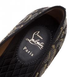 Pre Owned حذاء لوفرز كريستيان لوبوتان جاكارد صوف فهد أسود مقاس 44.5