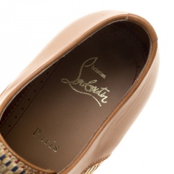 Christian Louboutin Brown Leather and Woven Straw Daviol Derby Size 41